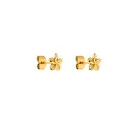Purelei Plumeria - Pendientes de acero inoxidable chapado en oro de 14 quilates con diseño de flores florales, resistentes al agua, chapados en oro rosa de 18 quilates o plata, Normal, Acero