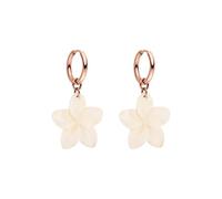 Purelei Plumeria - Pendientes de aro resistentes al agua | Pendientes de aro con colgante de flor de acero inoxidable | Chapado en oro de 14 K, plata y oro rosa de 18 quilates | Pendientes inspirados