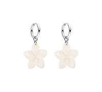 Purelei Plumeria - Pendientes de aro resistentes al agua | Pendientes de aro con colgante de flor de acero inoxidable | Chapado en oro de 14 K, plata y oro rosa de 18 quilates | Pendientes inspirados