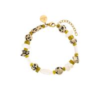 Purelei® Coast - Pulsera de piedras preciosas de nácar, jaspe dálmata y serpentina, 17 - 20 cm, acero inoxidable dorado o plateado, ajustable, resistente al agua, Eine Grösse, Acero inoxidable, Ágata