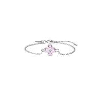 Purelei Pulsera Cuore Rosé - Impermeable y ajustable | Pulsera de acero inoxidable con trébol y circonitas de color rosa | chapado en oro de 14 K y oro rosa de 18 K | símbolo de felicidad y amor, Eine