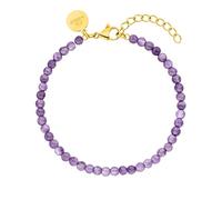 Purelei Pulsera de amatista (chapada en oro de 18 quilates) - Elegante pulsera impermeable para mujer - Joyería de acero inoxidable - Longitud ajustable 16 - 19 cm - Joyería de moda para tu aspecto