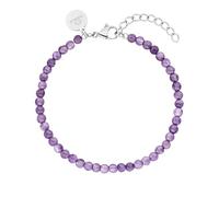 Purelei® Pulsera de Amatista, Pulsera para Mujer de Acero Inoxidable Duradero, Pulsera Resistente al Agua con Perlas de Amatista, Longitud Ajustable de 16-19 cm, Verstellbar, 16-19 cm, Acero