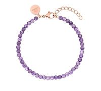 Purelei® Pulsera de Amatista, Pulsera para Mujer de Acero Inoxidable Duradero, Pulsera Resistente al Agua con Perlas de Amatista, Longitud Ajustable de 16-19 cm, 17.5 cm, Acero inoxidable, Amatista