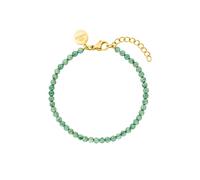 Purelei® Pulsera de aventurina para mujer, de acero inoxidable duradero, resistente al agua, pulsera de perlas de aventurina, longitud ajustable de 16 a 19 cm (dorado), 19 centimeters, Acero