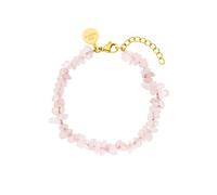 Purelei® Pulsera de cuarzo rosa para mujer, acero inoxidable dorado, resistente al agua, longitud ajustable 16-19 cm