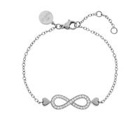 Purelei® Pulsera Eternal Love (oro, plata), pulsera para mujer de acero inoxidable, pulsera resistente al agua con colgante infinito y corazones, longitud ajustable 16/17,5/19 cm, Talla única, Acero