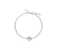 Purelei® Pulsera Flourish para mujer con colgante de flor, pulsera de acero inoxidable resistente al agua, longitud ajustable 16-19 cm, 19,0 cm, Acero inoxidable