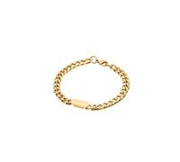 Purelei Pulsera para hombre - resistente al agua | pulsera de cadena de eslabones con placa de acero inoxidable pulido y chapado en oro de 14 K | pieza masculina para todos los días con línea clara