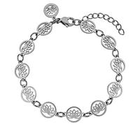 Purelei® Recognition - Pulsera para mujer (oro, plateada), resistente al agua con flor de loto, elegante pulsera de acero inoxidable, regalo para mujer, 16-19 cm de longitud ajustable, 16 centimeters,
