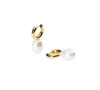Purelei® Seaside Creolen con perlas de concha - Pendientes de acero inoxidable en oro, plata u oro rosa - Elegantes pendientes de mujer atemporales con brillantes perlas de Seashell - Creolen de 10 mm