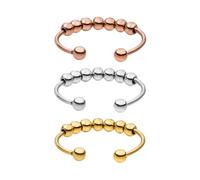 Purelei® Shade Anxiety - Juego de 3 anillos para mujer, de acero inoxidable duradero, resistente al agua, tamaños ajustables de 50 a 66, 50-60, Acero inoxidable, Sin piedras preciosas