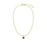 Purelei Sleeky - Collar con colgante de corazón rojo, resistente al agua y ajustable, cadena de filigrana de acero inoxidable con circonita roja en forma de corazón, chapado en oro de 14 K/18 K
