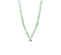 Purelei Sundial Shell Jade - Collar ajustable con perlas de jade auténticas y colgante de concha (35 - 40 cm) - Cadena de piedras preciosas de acero inoxidable chapado en oro de 18 quilates, chapado