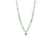 Purelei Sundial Shell Jade - Collar ajustable con perlas de jade auténticas y colgante de concha (35 - 40 cm) - Cadena de piedras preciosas de acero inoxidable chapado en oro de 18 quilates, chapado