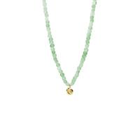 Purelei Sundial Shell Jade - Collar ajustable con perlas de jade auténticas y colgante de concha (35 - 40 cm) - Cadena de piedras preciosas de acero inoxidable chapado en oro de 18 quilates, chapado