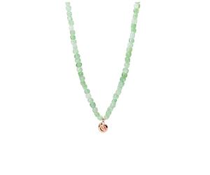 Purelei Sundial Shell Jade - Collar ajustable con perlas de jade auténticas y colgante de concha (35 - 40 cm) - Cadena de piedras preciosas de acero inoxidable chapado en oro de 18 quilates, chapado