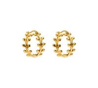 Purelei Tiny Leaf - Pendientes de aro resistentes al agua | Pendientes pequeños con diseño de hojas de acero inoxidable | chapado en oro de 14 K y plata y oro rosa de 18 quilates | Pendientes