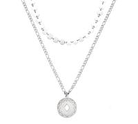 Purelei Waikiki - Juego de 2 piezas de joyería para mujer con collar de Lolani y collar Kalani, acero inoxidable, resistente al agua, ajustable 35 - 50 cm, dorado, plateado y oro rosa, 50 cm, Acero