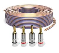PureLink Cable para altavoces con conectores banana, cable audio OFC 2x2,50mm² (0,10mm), 10,0m, 4 conectores, cobre puro para altavoces HiFi y subwoofer, marcación de polaridad, transparente