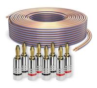 PureLink Cable para altavoces con conectores banana, cable audio OFC 2x2,50mm² (0,10mm), 30,0m, 8 conectores, cobre puro para altavoces HiFi y subwoofer, marcación de polaridad, transparente