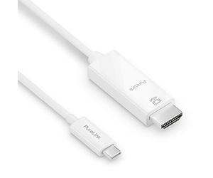 PureLink Cable USB-C a HDMI de alta velocidad, 4 K Ultra HD 60 Hz, conectores dorados, 2 m, color blanco