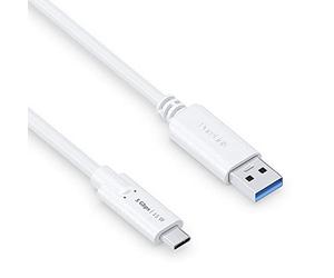 PureLink Cable USB-C a USB-A, USB 3.1 Gen 1 con transferencia de datos de 5 GB/s, blanco, 0,50 m