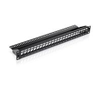 PureLink MCA051 - Keystone Panel de 24 Puertos con riel de Soporte de gestión de Cables y Campos de identificación optimizados, Negro