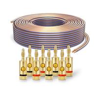 PureLink SP020-030 Cable de altavoz 2 x 4.0 mm² (99.9% OFC cable de cobre sólido 0.10mm) Cable de altavoz de alta fidelidad, 30m, transparente, Set incluye 8 tapones de banana