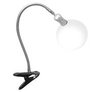 PURElite Lámpara LED con lupa de clip, negra y plateada, tamaño grande