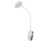 PURElite Lupa LED con clip - Aumento 3x, lámpara de mesa LED flexible recargable, cuello ajustable y abrazadera incluida, bombillas de luz natural para leer, coser, manualidades - blanco