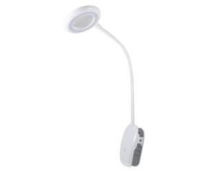 PURElite Lupa LED con clip - Aumento 3x, lámpara de mesa LED flexible recargable, cuello ajustable y abrazadera incluida, bombillas de luz natural para leer, coser, manualidades - blanco