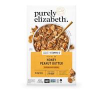 Purely Elizabeth, Mantequilla de maní con miel, cereales superalimentarios con vitamina D (1 caja, 11 onzas), fibra de 6 g