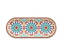 Purely Home - Bandeja ovalada de melamina reutilizable con medallón Rio para servir aperitivos, 38 cm x 15 cm