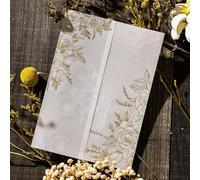 Puremigo Paquete de 50 chaquetas de vitela preplegadas para invitaciones de 5 x 7 pulgadas, patrón de lámina dorada, papel vitela de 115 g/m², chaquetas de 5 x 7 pulgadas, envolturas de invitaciones