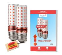 Puremind PACK 2 Luz Roja Nocturna Melatonina E27 para dormir bebe y adultos bombilla roja terapia para dormir tecnologia Flicker Free + 0% Luz Azul + rosca estandar + mejora del ritmo de descanso