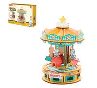 PUREMIND Snoopy Carrusel Puzzle 3D de Madera - Licencia Oficial Peanuts, Maqueta Parque de Atracciones con Carrusel Giratorio, Kit DIY, Decoración y Regalo de Colección