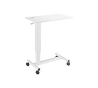 PureMounts® Mesa Auxiliar de Altura Regulable con Muelle de Gas, portabebidas intercalado, Altura Regulable 712-1062mm, Blanco