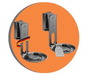 PureMounts Soporte de Altavoz para Sonos Era 100 Juego de 2, Soporte de Pared para Altavoz con gestión de Cables, Giratorio +/-45°, inclinable 0/-18°, Capacidad de Carga de 3 kg, Negro