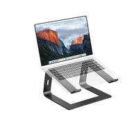 PureMounts Soporte Ultra Delgado, Soporte Ergonómico de Aluminio para Portátil con Ventilación y Almohadillas Antideslizantes, Ahorra Espacio en la Oficina, Negro