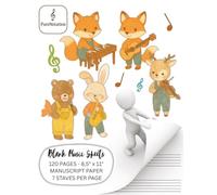 PureNotation: Blank Music Sheets, 120 pages, 8,5" x 11", Manuscript Paper, 7 Staves per Page: Wide Staff Music Paper for Kids, Black and White Interior with Cream Paper