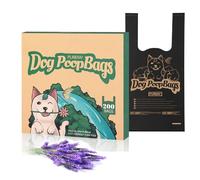 PURENV 200 Bolsas Biodegradables para Caca de Perro con Asas, con aroma a lavanda, Extra Gruesa Prueba de Fugas Bolsas Hecho de la Mezcla de Almidón de Maíz, 18 * 38 CM Súper Grande, Súper Fuerte