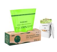 PURENV 30L Bolsas de Basura Compostable, 60 Bolsas Basura Biológicas, 100% compostables y biodegradables, Certificado EN13432