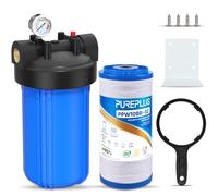 PUREPLUS Filtro de agua de 1 etapa para toda la casa, con filtro de agua reductor de manganeso de hierro, cartucho de sedimentos de 10 x 4.5 pulgadas, carcasa universal, para agua de pozo