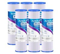 PUREPLUS Filtro de sedimentos plisado de 5 micras de 10 x 2.5 pulgadas para agua de pozo, cartucho de repuesto para sistema universal RO de 10 pulgadas, W50PE, WFPFC3002, SPC-25-1050, FM-50-975, 801