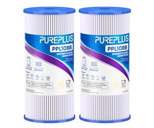 PUREPLUS Filtro de sedimentos plisado extra grueso de 50 micras para agua de pozo, cartucho de repuesto para GE FXHSC, Culligan R50-BBSA, Pentek R50-BB, DuPont WFHDC3001, W50PEHD, GXWH40L, 2 unidades