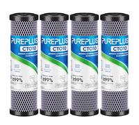 PUREPLUS ICP-S-CTO10 Cartucho Filtrante de Carbón Activado Sinterizado para Toda la Casa 10" x 2.5" Paquete de 4