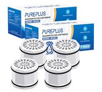 PUREPLUS WHR-140 Filtro de agua para alcachofa de ducha, repuesto para Culligan WHR-140, WSH-C125, HSH-C135, ISH-100, con material avanzado de filtración KDF (paquete de 4)