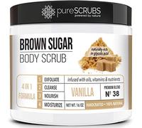 pureSCRUBS Kit de exfoliante facial y corporal de vainilla de azúcar orgánico de alta calidad, grande, 16 onzas, enriquecido con aceites esenciales orgánicos y nutrientes, incluye cuchara de madera