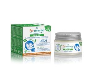 Puressentiel Bálsamo de masaje pectoral Bebé con Aceites Esenciales 30 ml | Contiene aceites vegetales. Desde 6 meses. Masaje cálido y calmante para bebés desde los primeros fríos
